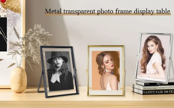 Quadro De Fotos 13x18cm, Metálico, Prateleira E Mesa, Prata