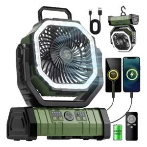 11 Ventilador Portátil Recargable Luz Led Con Gancho