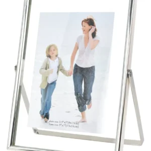 2 Quadro De Fotos 13x18cm, Metálico, Prateleira E Mesa, Prata