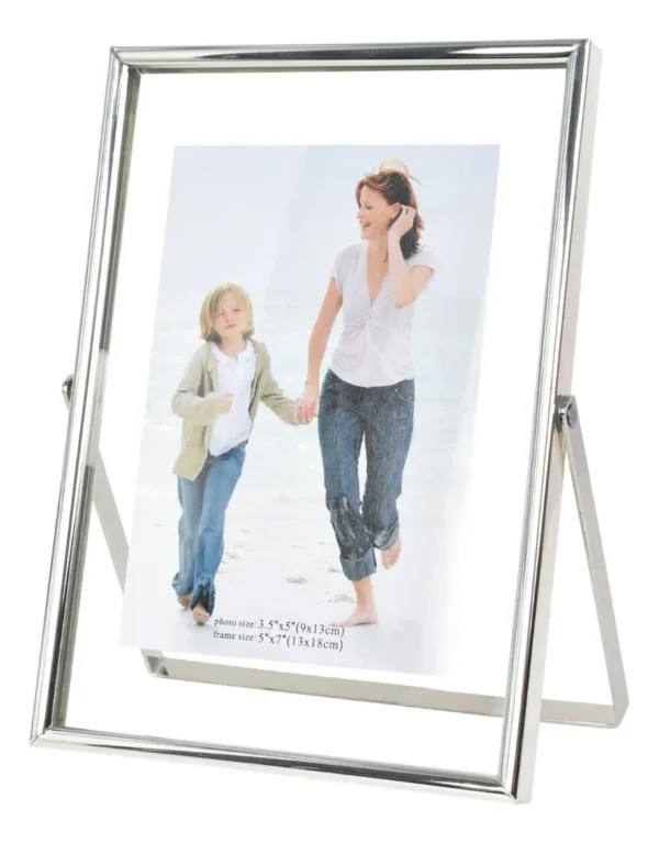 Quadro De Fotos 13x18cm, Metálico, Prateleira E Mesa, Prata